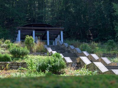 Das Bild zeigt eine Treppe im Kurpark in Bad Suderode.