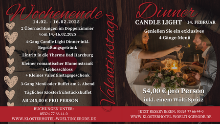 Valentinstag im Klosterhotel Wöltingerode