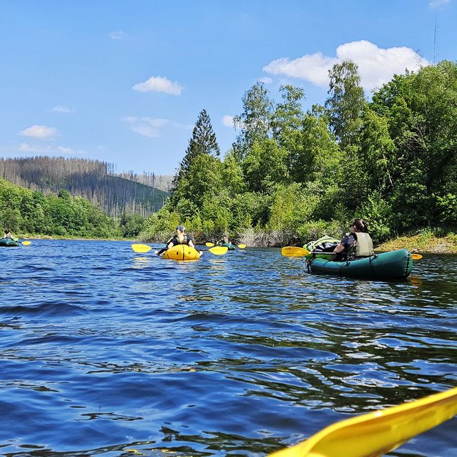rafts on trails - Unterwegs auf der Okertalsperre