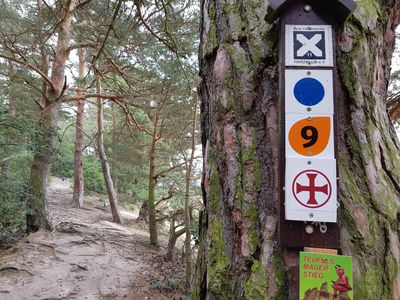 Wegweiser auf dem Harzer Klosterwanderweg