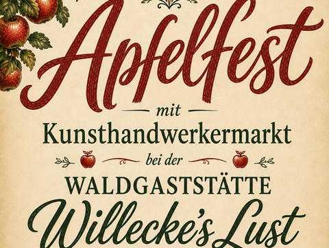 Apfelfest mit Kunsthandwerkermark bei der Waldgaststätte Willecke´s Lust